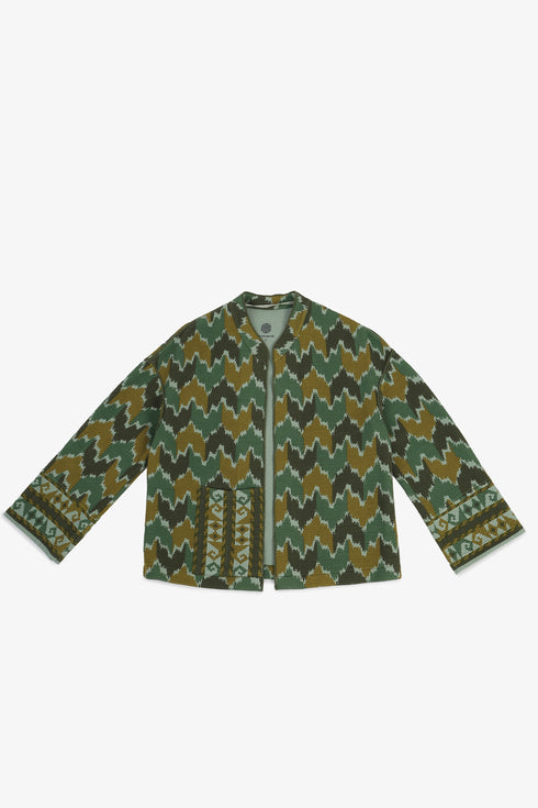 Printed quilted cotton jacket with patch pocket