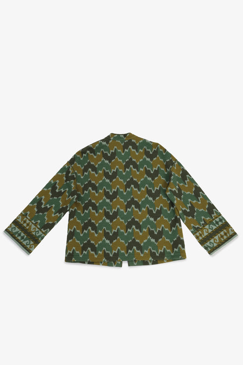 Printed quilted cotton jacket with patch pocket