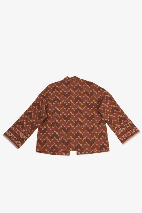 Printed quilted cotton jacket with patch pocket