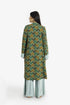Quilted Ikat print coat with velvet cuffs