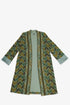 Quilted Ikat print coat with velvet cuffs