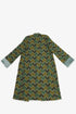 Quilted Ikat print coat with velvet cuffs