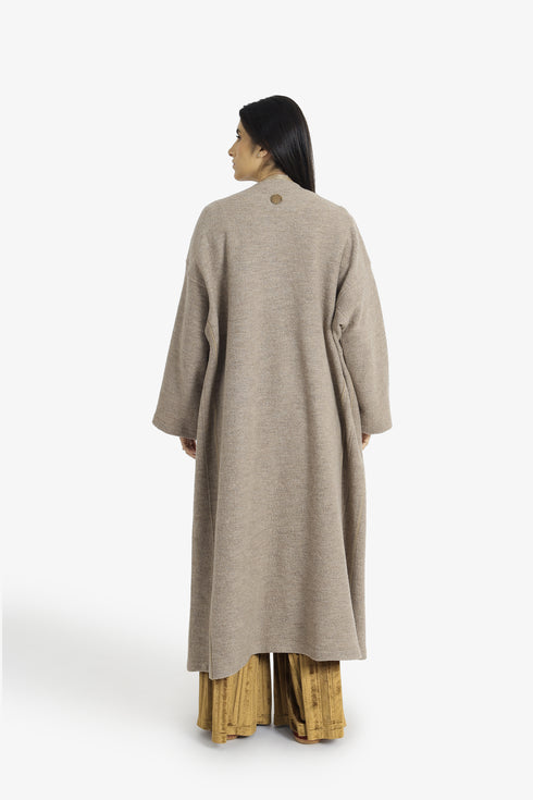 Oversized wool-blend bouclé coat with raw edges