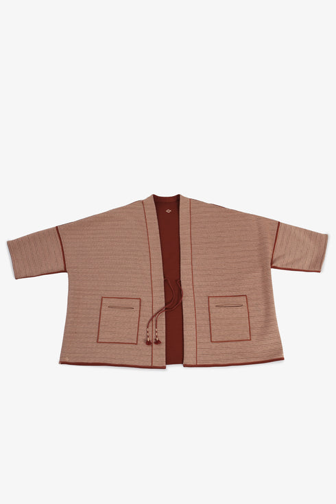 Hand embroidered reversible quilted oversized jacket