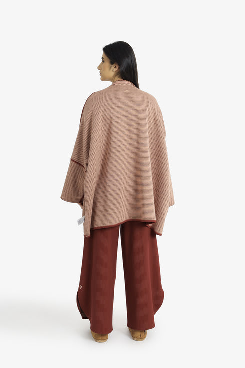 Hand embroidered reversible quilted oversized jacket