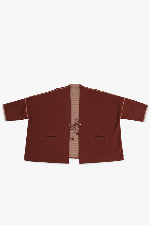 Hand embroidered reversible quilted oversized jacket