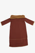Draped collar coat with contrast stitching