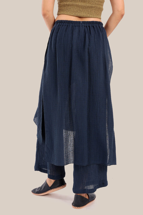 Pants with an embroidered asymmetric skirt