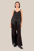 Wide wrap pants with waist fold.