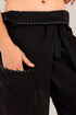 Wide wrap pants with waist fold.