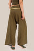 Wide wrap pants with waist fold.