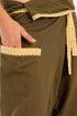 Wide wrap pants with waist fold.