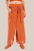Wide wrap pants with waist fold.