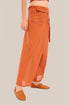 Wide wrap pants with waist fold.