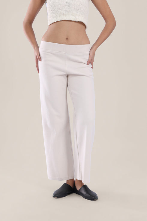 Straight leg pants with elastic waistband