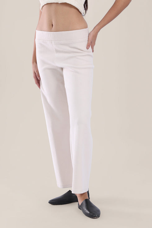 Straight leg pants with elastic waistband