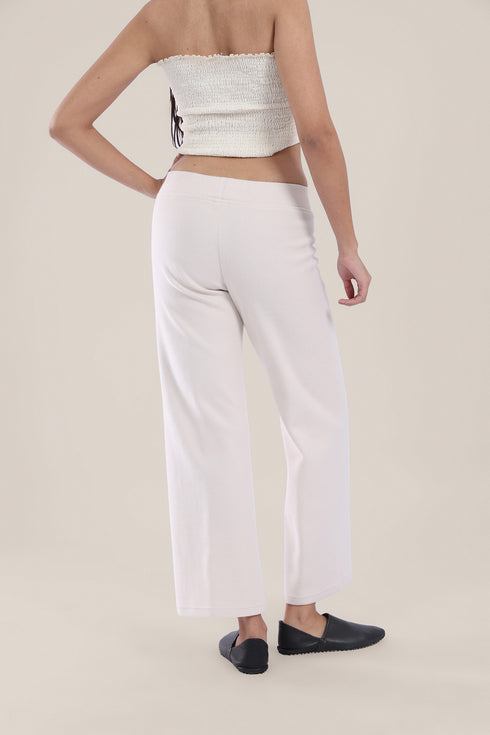 Straight leg pants with elastic waistband