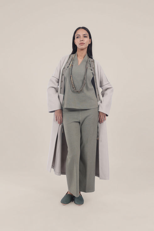 Straight leg pants with elastic waistband