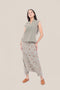 Harem pants in quilted printed cotton blend
