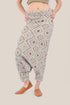 Harem pants in quilted printed cotton blend