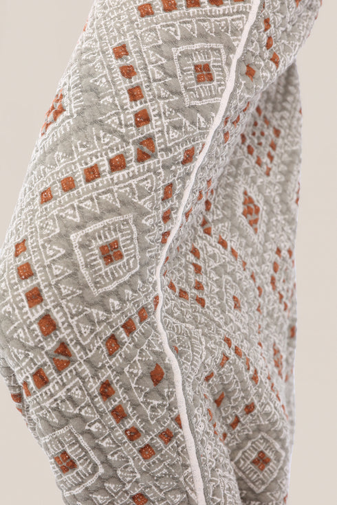 Harem pants in quilted printed cotton blend