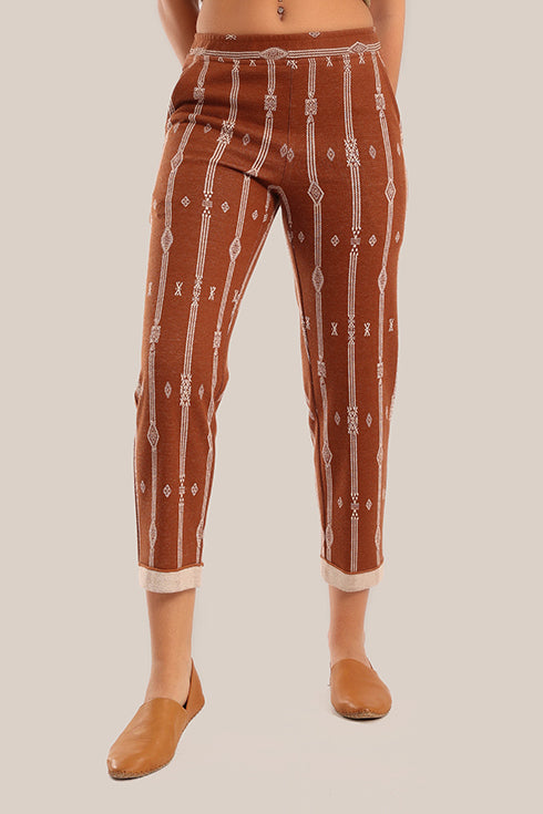 Striped jacquard pants with narrow-bottom