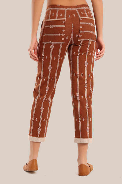Striped jacquard pants with narrow-bottom