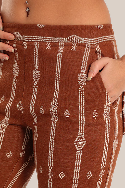 Striped jacquard pants with narrow-bottom