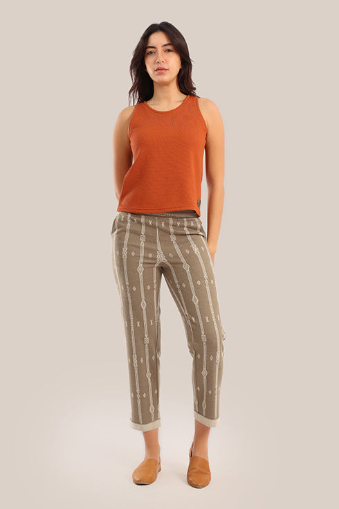 Striped jacquard pants with narrow-bottom