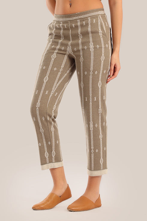 Striped jacquard pants with narrow-bottom