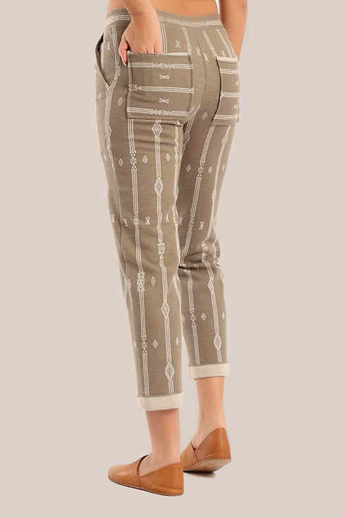 Striped jacquard pants with narrow-bottom