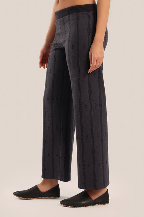 Straight-leg striped jacquard pants