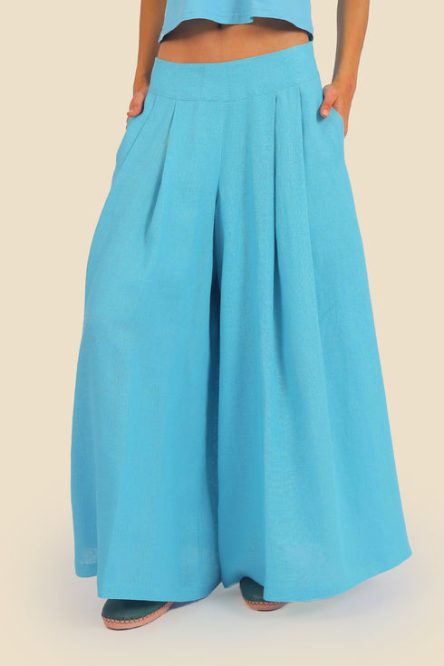 Extra wide leg pants in linen