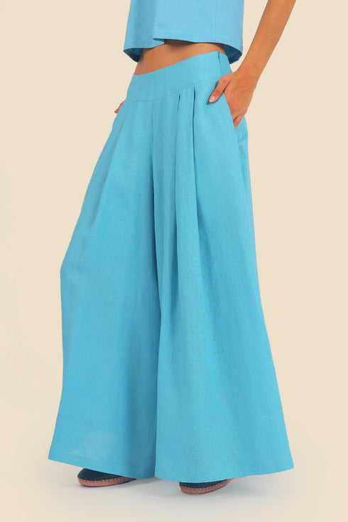 Extra wide leg pants in linen