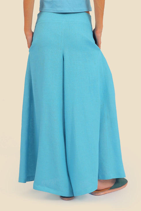 Extra wide leg pants in linen