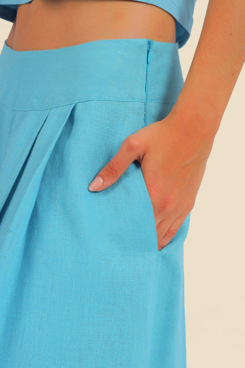 Extra wide leg pants in linen