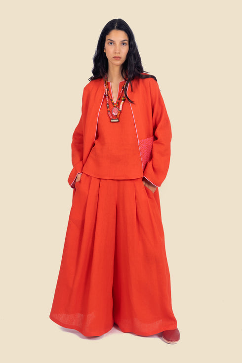 Extra wide leg pants in linen