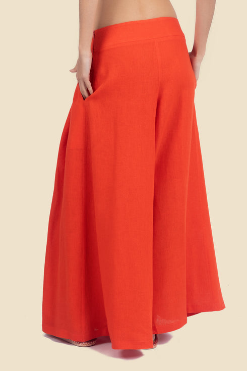 Extra wide leg pants in linen