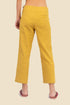 Fitted cropped pants in cotton slub with elastic waistline