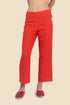 Fitted cropped pants in cotton slub with elastic waistline
