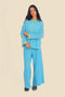Embroidered wide leg pants in cotton with pockets