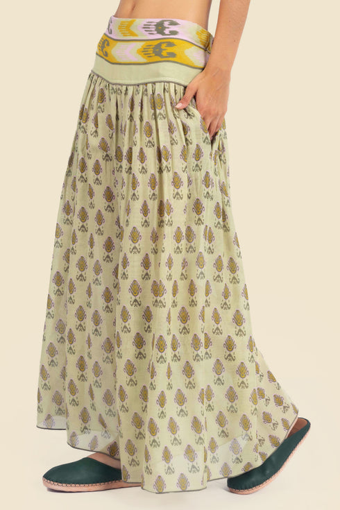 Super wide leg pants in printed cotton gauze with pockets