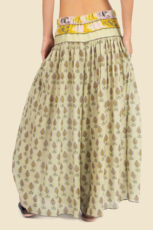 Super wide leg pants in printed cotton gauze with pockets