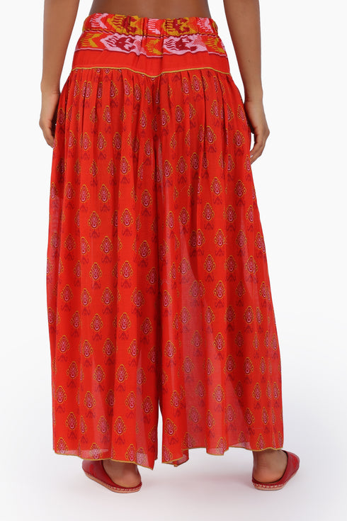 Super wide leg pants in printed cotton gauze with pockets
