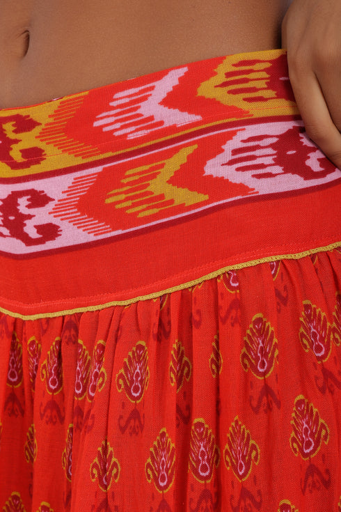 Super wide leg pants in printed cotton gauze with pockets