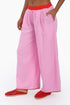 Wide leg pants in cotton gauze with elastic waistline
