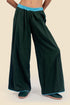Wide leg pants in cotton gauze with elastic waistline