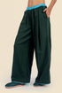 Wide leg pants in cotton gauze with elastic waistline