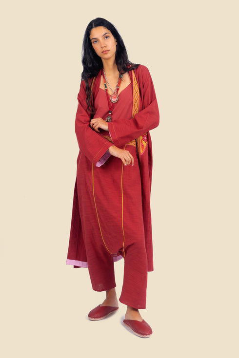 Harem pants in cotton with embroidered waistline