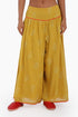 Super wide leg printed pants with contrast color piping